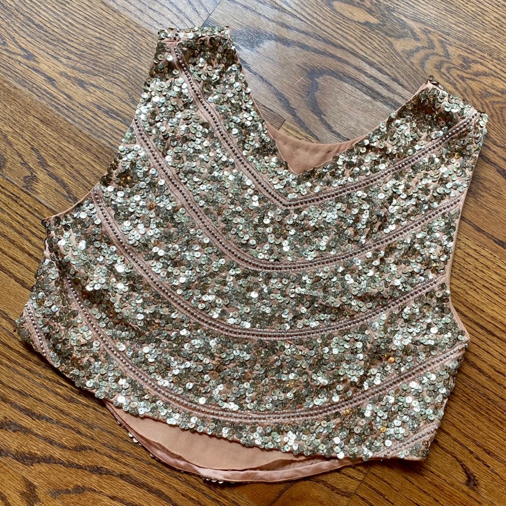 Haute Hippie Sequined Cropped Silk Vest Sz S NWOT - Picture 2 of 11